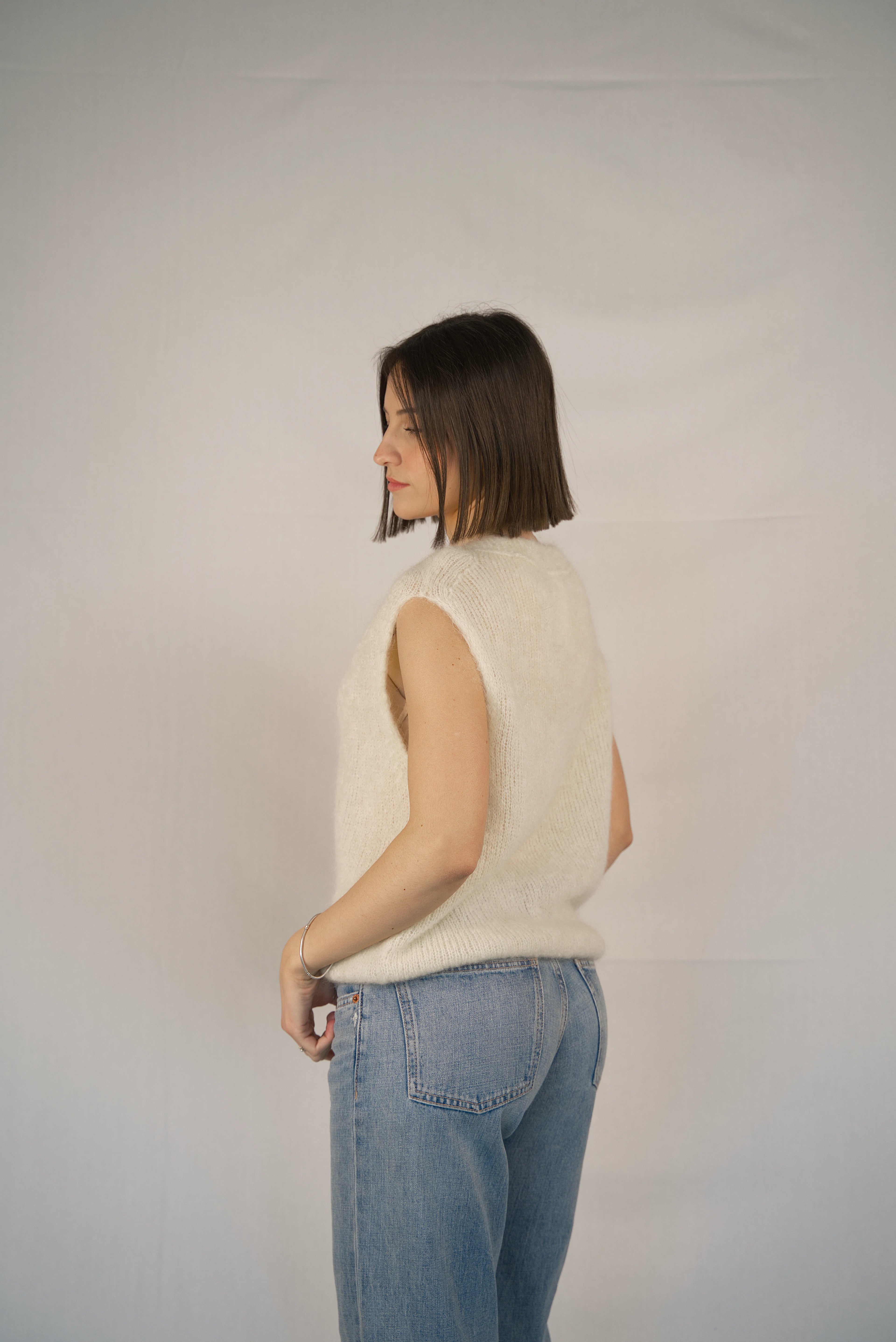 Gilet smaincato in mohair