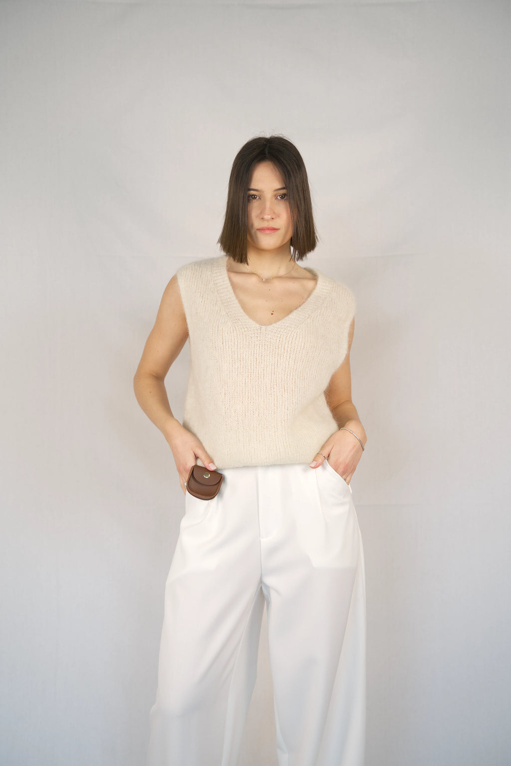 Gilet smaincato in mohair