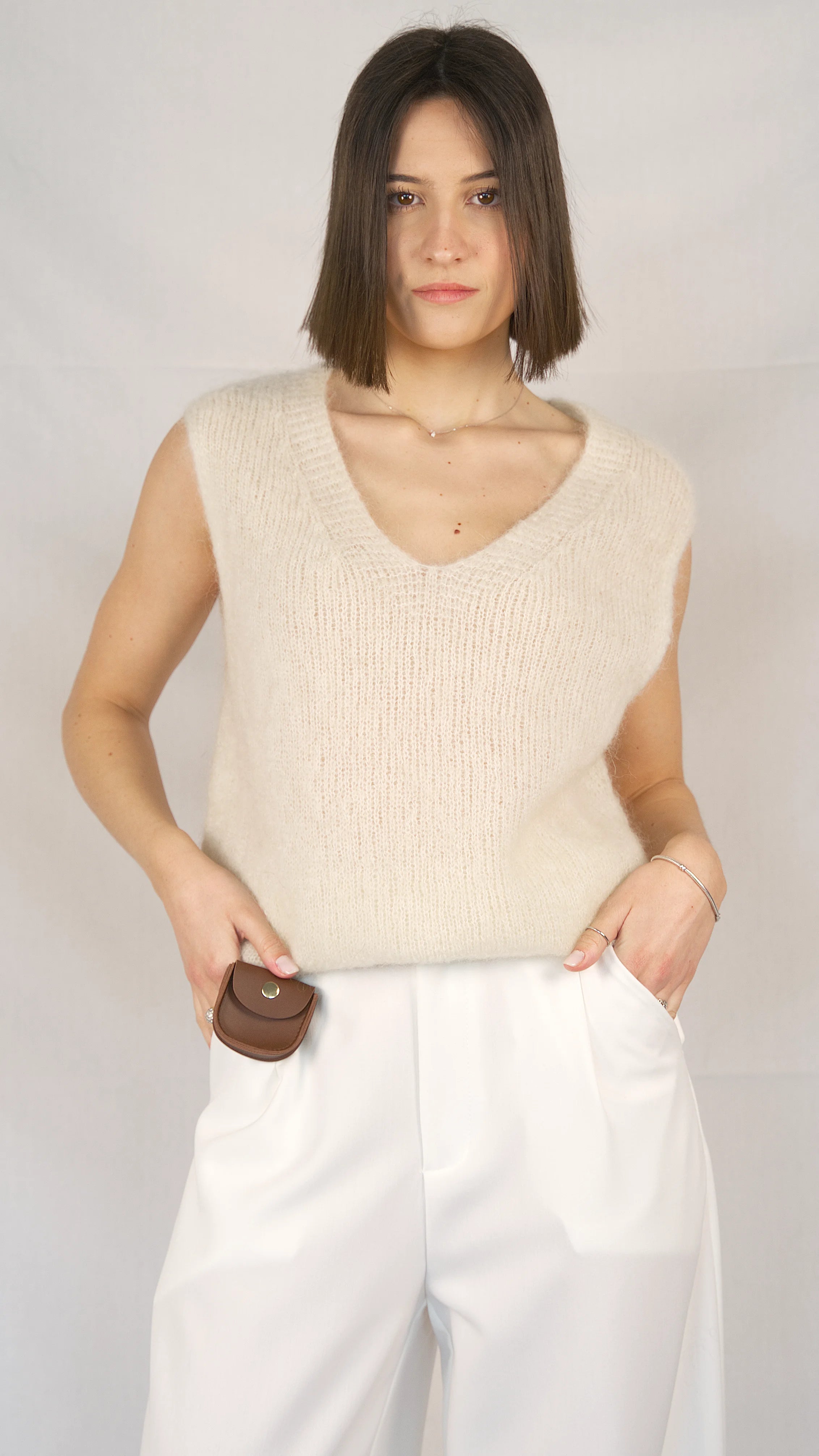 Gilet smaincato in mohair