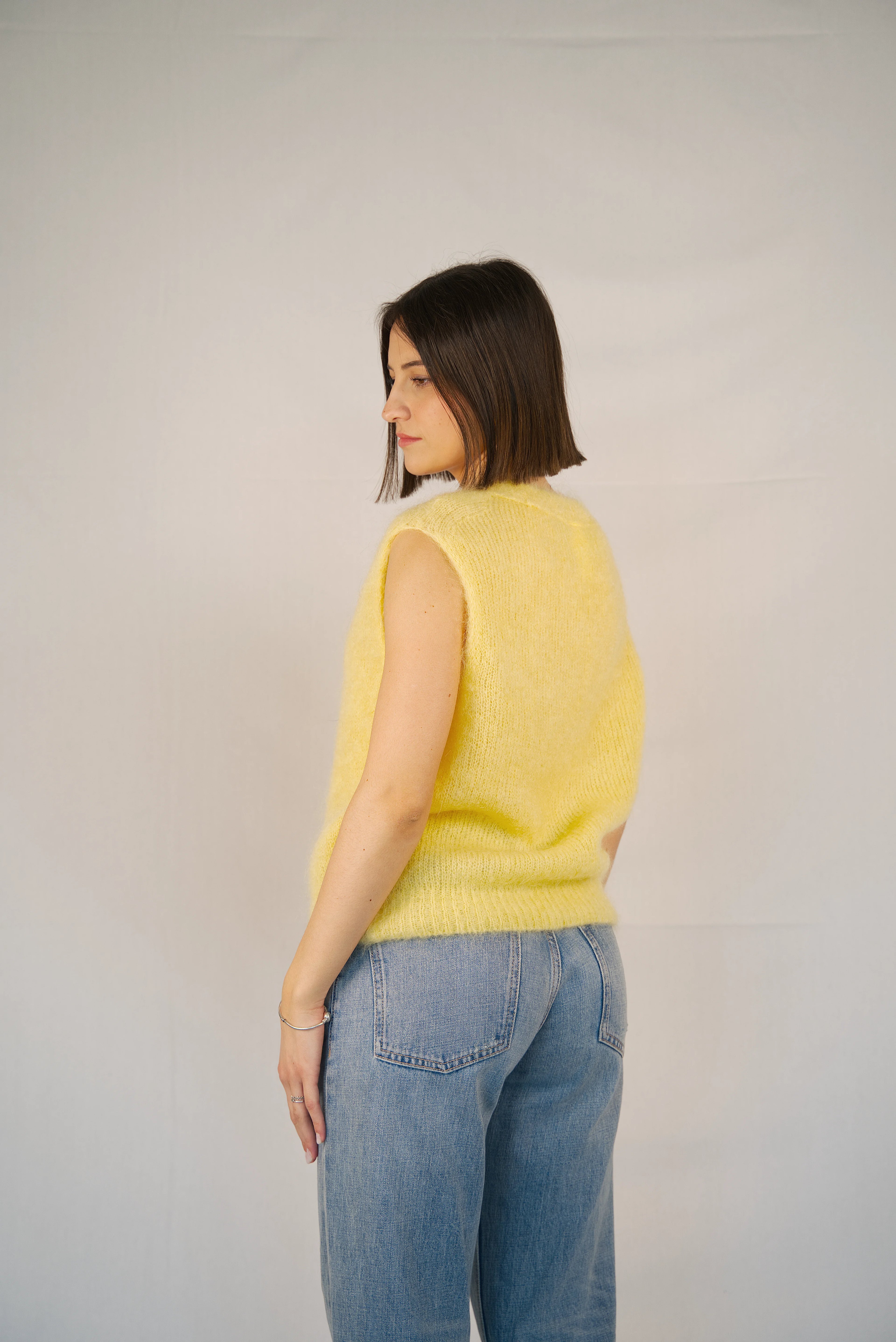 Gilet smaincato in mohair