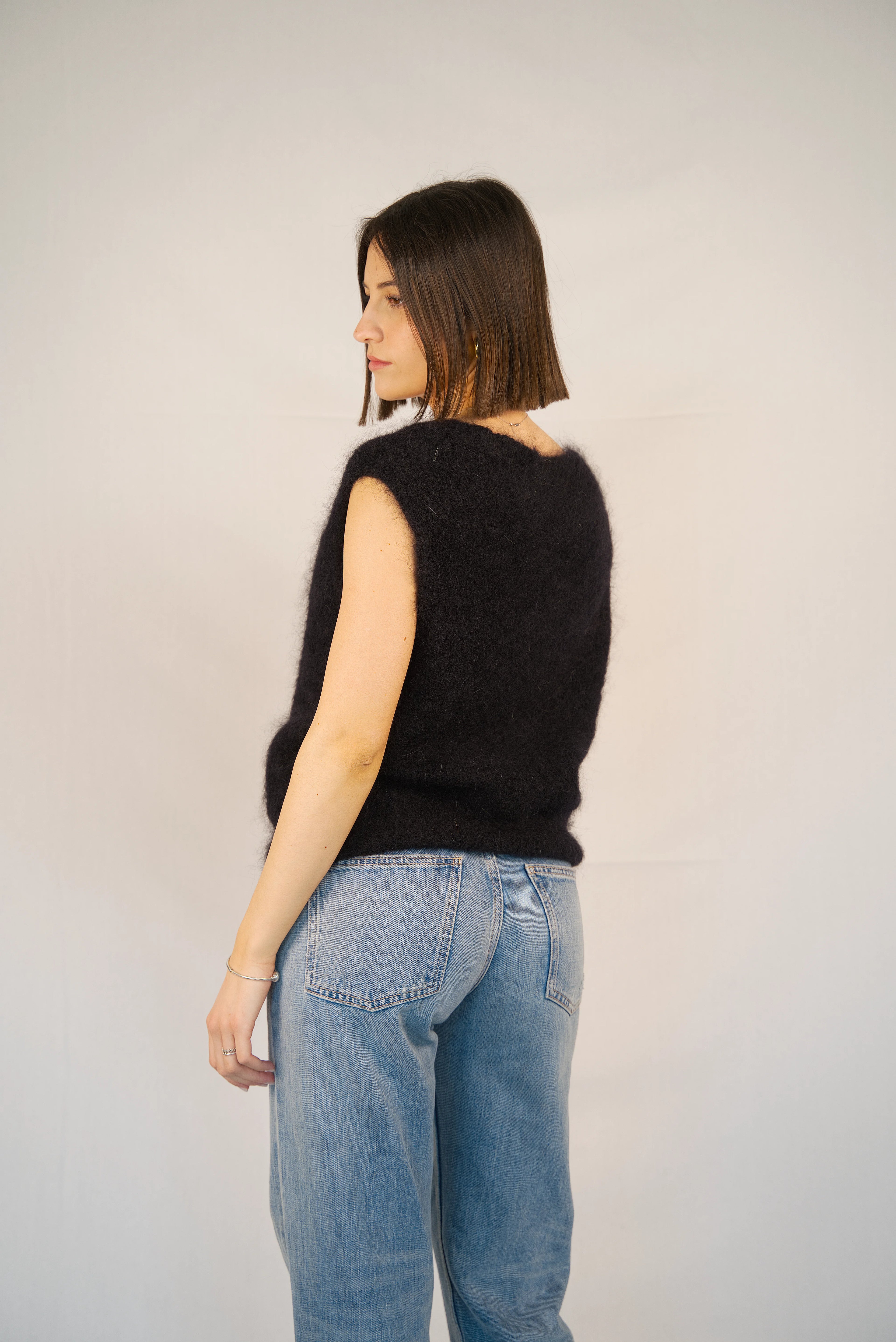 Gilet smaincato in mohair