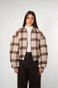 Bomber Cream & Brown Plaid